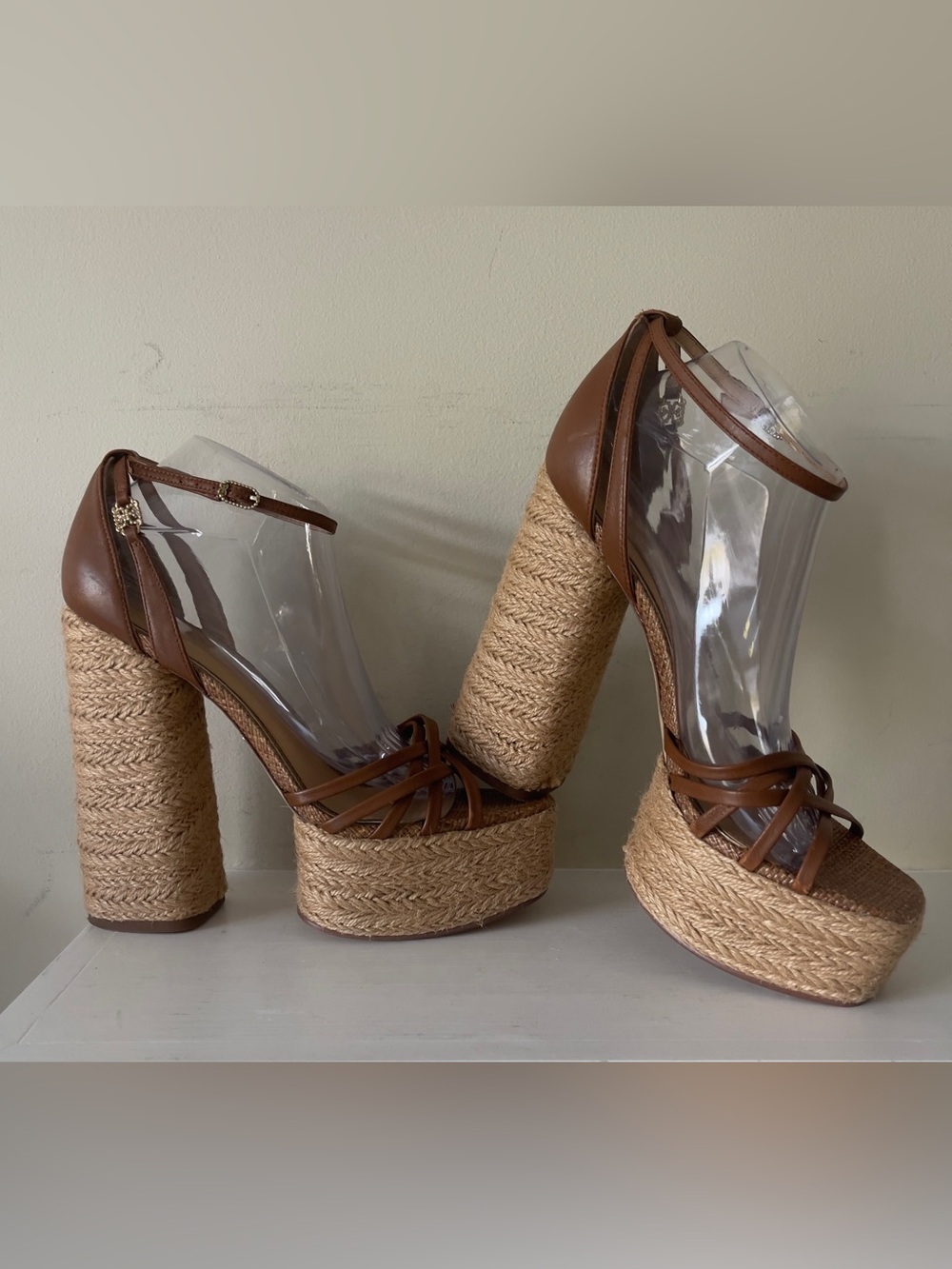 Sam Edelman Kade Square Toe Crossover Strap  High Heel Platform Sandals Size 10 - Picture 4 of 9